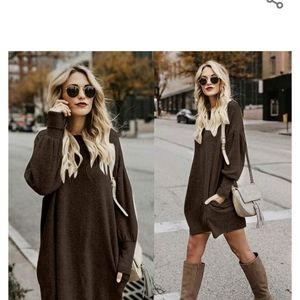 Rich brown sweater dress